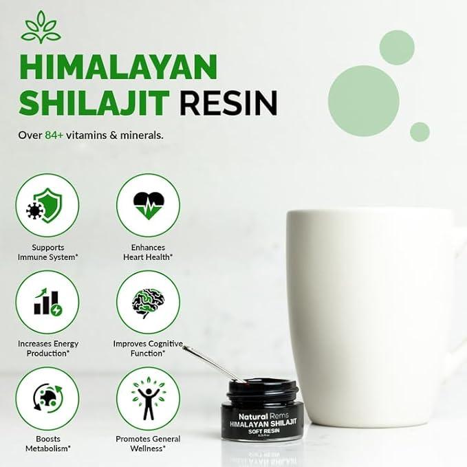 Natural Rems Organic Shilajit - Shilajit Pure Himalayan Organic - Pure Shilajit Fulvic Acid Supplement