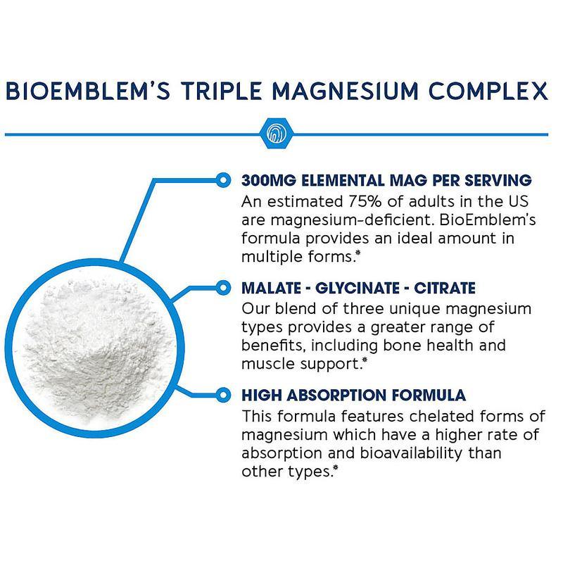 Triple Magnesium Complex |  for Muscles, Nerves, & Energy | High Absorption | 90 Capsules Supplement Dietary Edible Fitness Healthcare Optimum