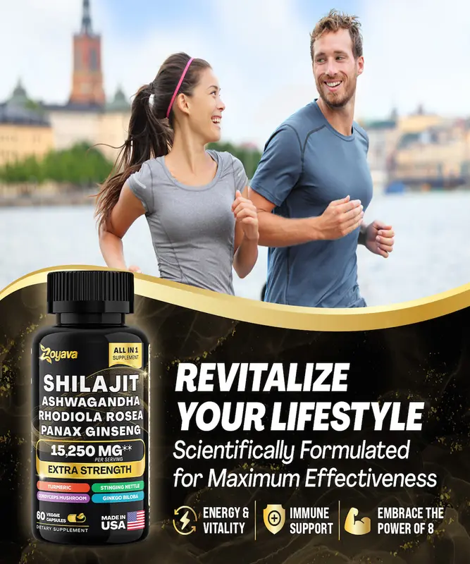 Shilajit Supplement Pure Himalayan 9000MG, Energy Booster with 7+ Super Ingredients